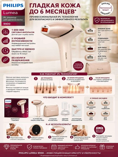 Philips Lumea 9900 — uy sharoitida professional darajadagi IPL epilyatsiya