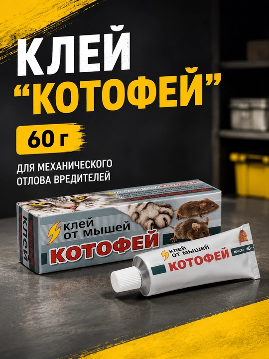 Клей Котофей от мышей и вредителей, 60 г, для дома и сада - 