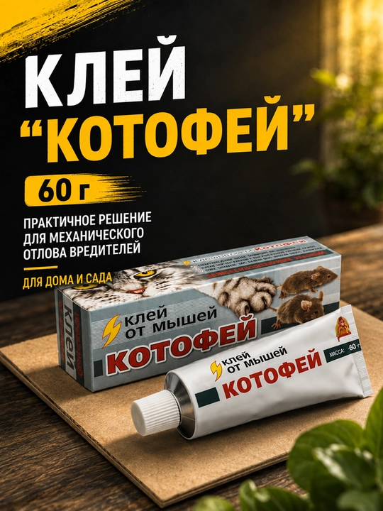 Клей Котофей от мышей и вредителей, 60 г, для дома и сада