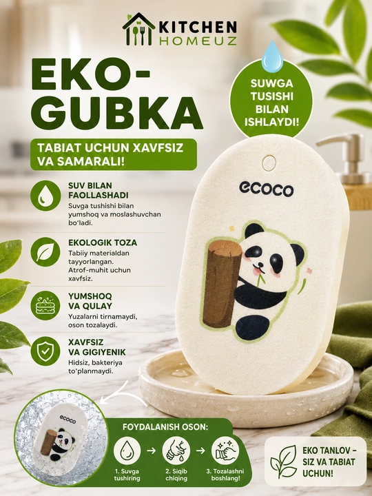EKO-GUBKA — suv bilan faollashadigan gubka