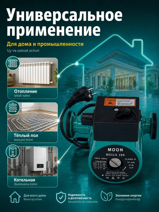 Chastotani nazorat qiluvchi sirkulyatsiya nasosi,BosimPro Moon RS25/32 - 6/8 180 мм