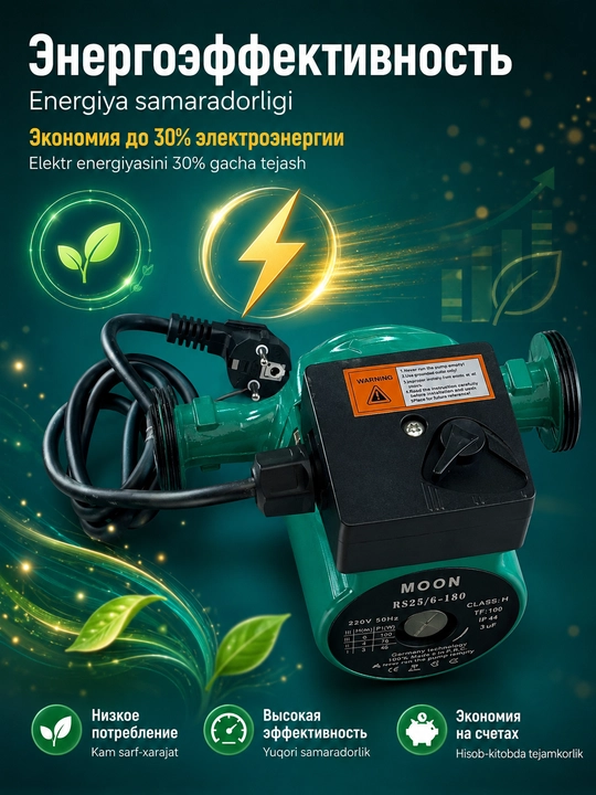 Chastotani nazorat qiluvchi sirkulyatsiya nasosi,BosimPro Moon RS25/32 - 6/8 180 мм