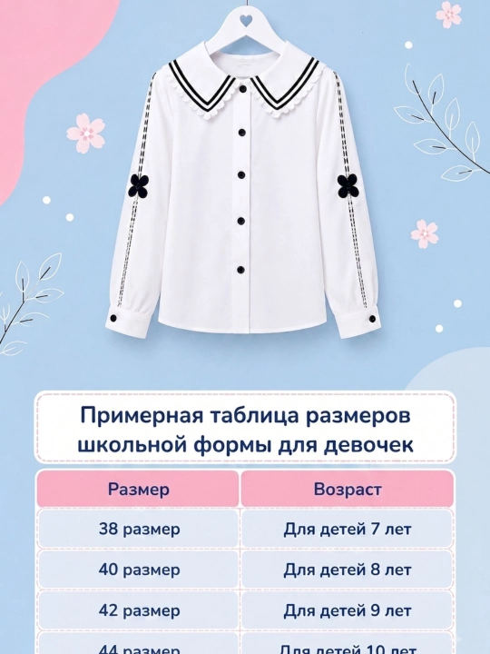 Школьная белая рубашка