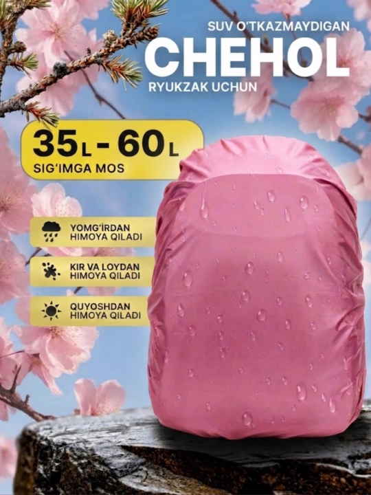 Ryukzak uchun suv o'tkazmaydigan chexol, 35-60 litr