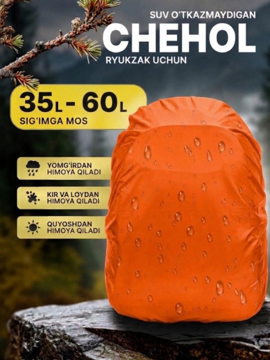 Ryukzak uchun suv o'tkazmaydigan chexol, 35-60 litr