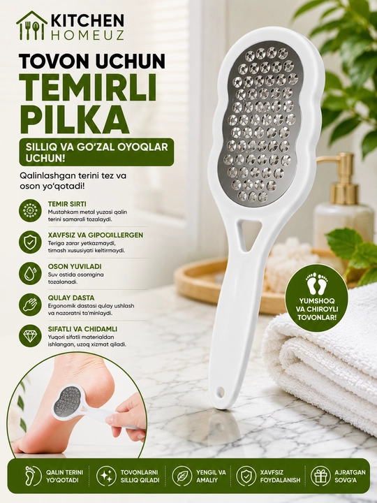 Tovon uchun temirli pilka — oyoq parvarishi uchun qulay vosita