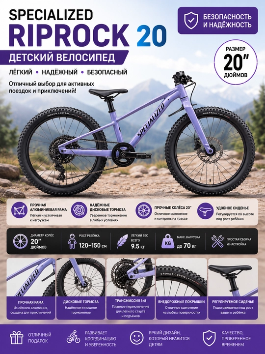 Mustahkam alyuminiy ramkali maxsus Riprock 20 tog‘ velosipedi - 