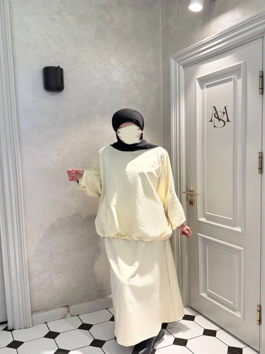Ayollar uchun Hudi yubka, 2-ip kuzgi mato, standart 44–50, oversize, hijob uslubi