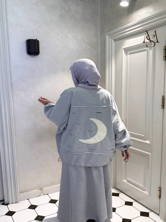 Ayollar uchun Hudi yubka, 2-ip kuzgi mato, standart 44–50, oversize, hijob uslubi