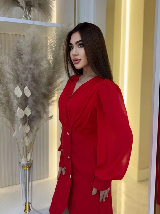Ayollar uchun nafis klassik ko‘ylak, uzun yengli zamonaviy fason