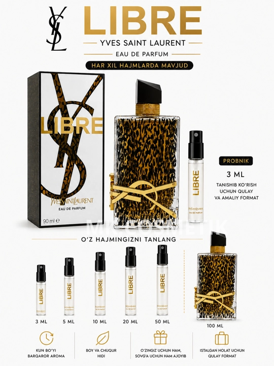 Libre ayollar atiri, parfumlangan suv, 3,5,10,20,50 ml 90 ml