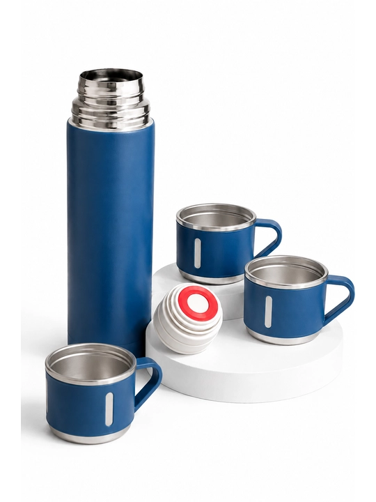 Vakuumli termos set, 500 ml, 3 ta stakan va germetik qopqoq bilan - 