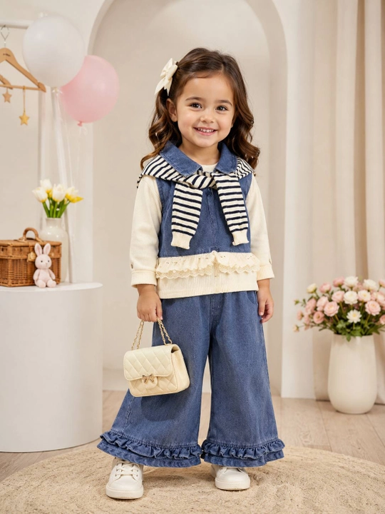 Тройка для девочки, джинсовый костюм, 2-6 лет, детский комплект