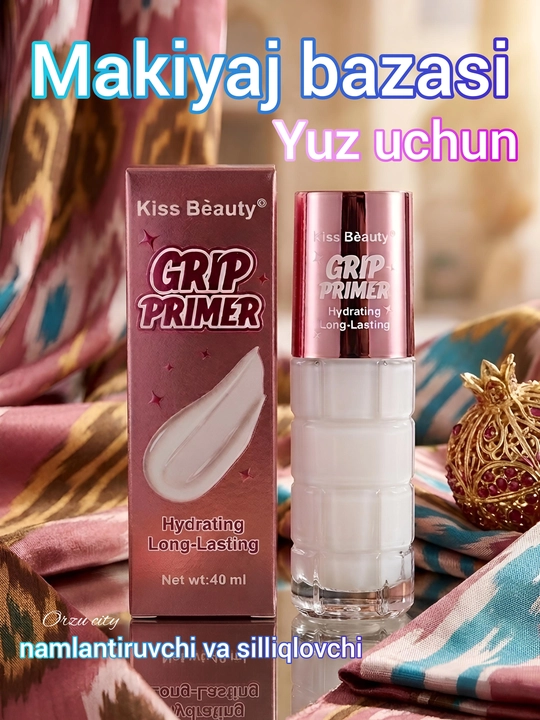 Kiss Beauty Grip Primer makiyaj asosi uchun namlovchi, tekislovchi praymer, 40 ml - 
