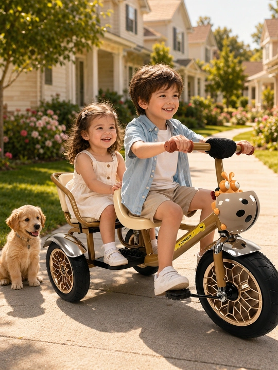 XSL-15D ikki o‘rinli bolalar uch g‘ildirakli velosipedi, 1–6 yosh, EVA g‘ildirak