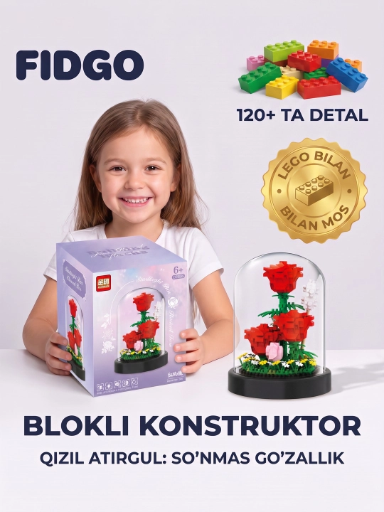 FIDGO «Gullar kolleksiyasi» konstruktori, yig‘ma gullar va guldastalar - 