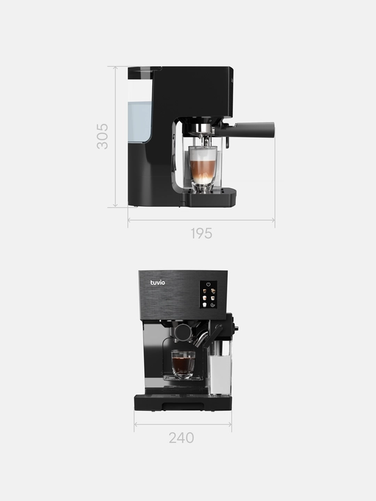 Tuvio TCM02EA avtomatik kapuchinatorli shoxli kofe qaynatgich, qora