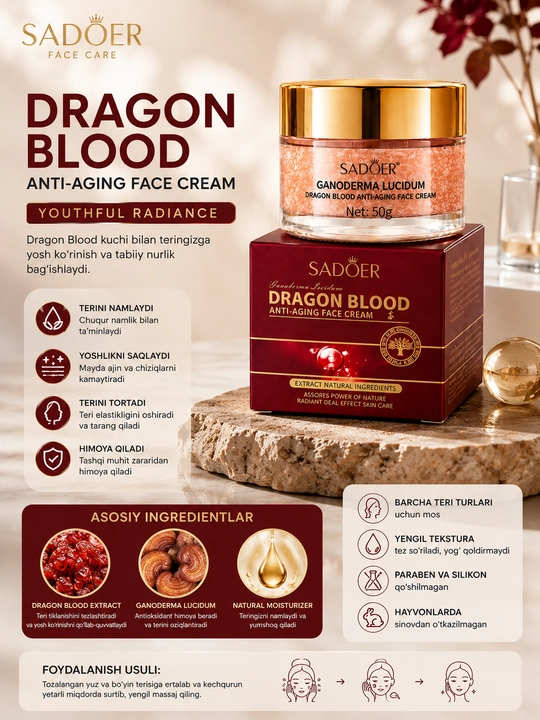 Крем для лица SADOER Dragon Blood с Ganoderma Lucidum, 50 г - 