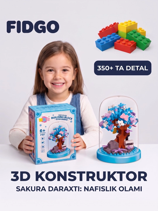 Конструктор FIDGO «Цветочная коллекция», 3D цветы, розы, орхидеи и букеты - 