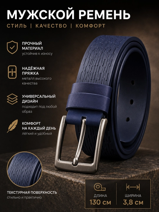Erkaklar kamari, klassik, charm, metall to‘qali - 
