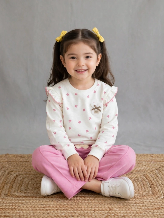 Детский костюм для девочки 3-4-5 лет, двойка свитшот и штаны, комплект одежды для девочек