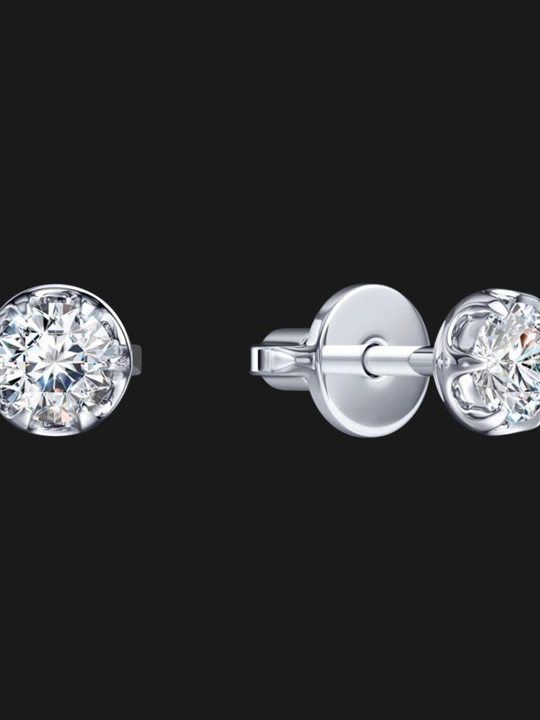 1021757-3-5  Женские серьги-пусеты SOKOLOV LAB CREATED DIAMONDS из белого золота 585 пробы - 