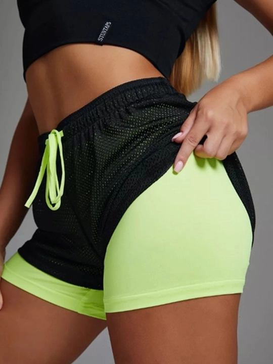 Ayollar sport shortilari velosipedlari, fitnes uchun, ikki qavatli
