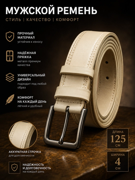 Erkaklar kamari, klassik, charm, metall to‘qali - 