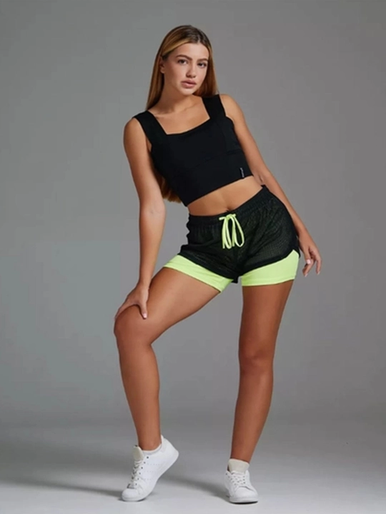 Ayollar sport shortilari velosipedlari, fitnes uchun, ikki qavatli