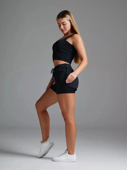 Ayollar sport shortilari velosipedlari, fitnes uchun, ikki qavatli