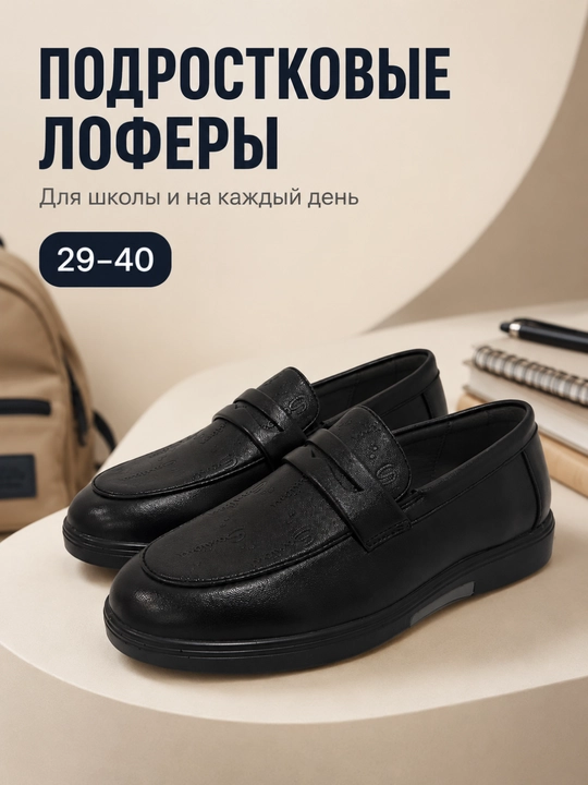 Классические лоферы для детей и подростков, школьные туфли, размеры 29–40 - 