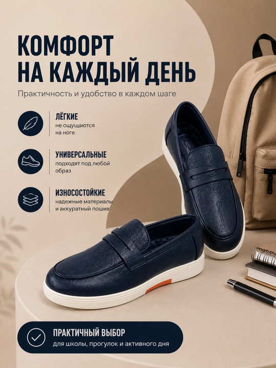 Bolalar va o‘smirlar uchun klassik loafer tufli, maktab uchun, 29–40 o‘lcham