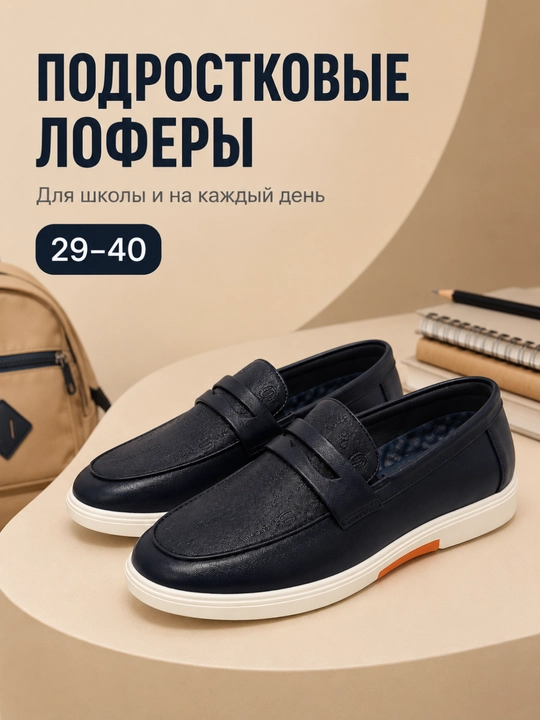 Классические лоферы для детей и подростков, школьные туфли, размеры 29–40 - 