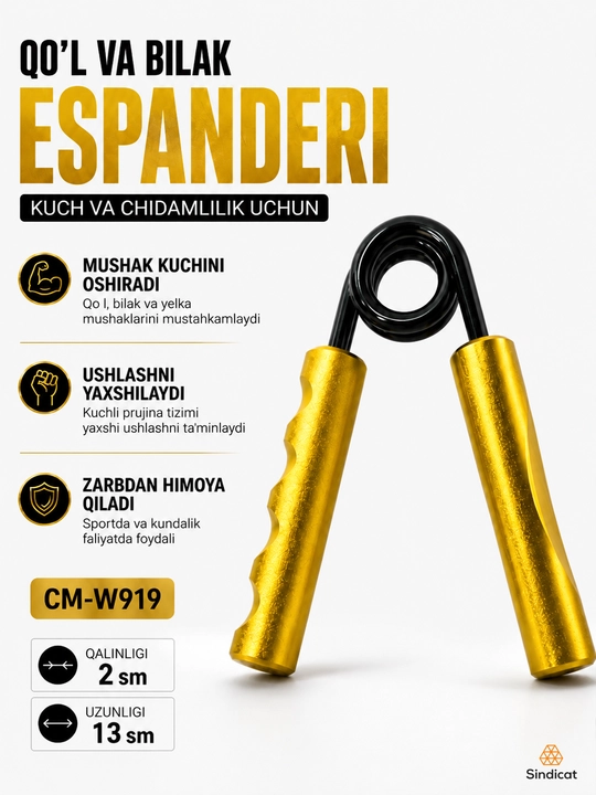 Qo'l mushaklar uchun espander prujinali, barmoqlar uchun metalligi, trenajyor, kistavoy - 