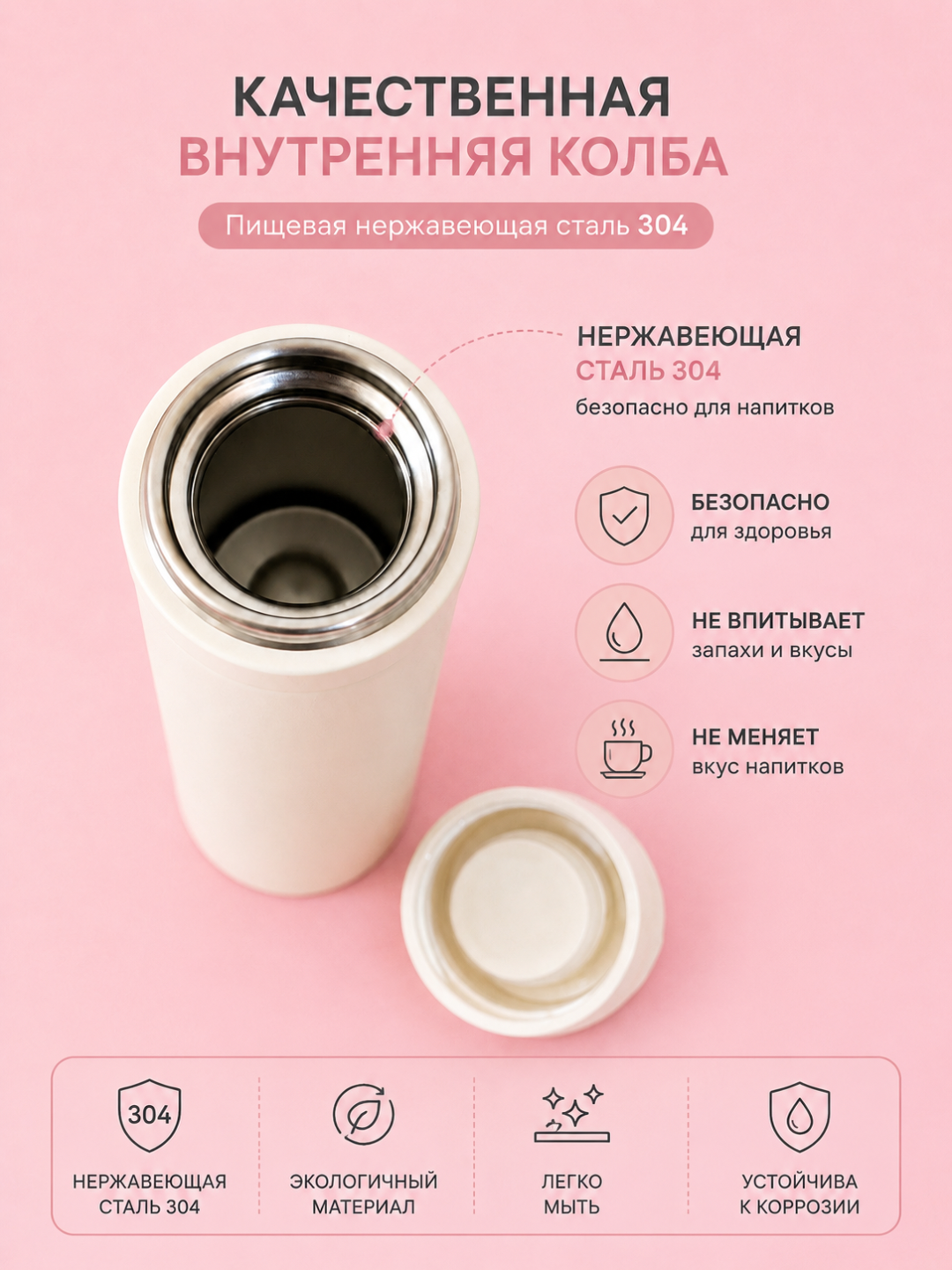 Mini termos, 150 ml, zanglamaydigan po‘latdan, vakuumli, qahva va choy uchun