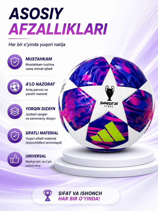 Futbol to‘pi Budapest 26 Final, o‘yin va mashg‘ulot uchun