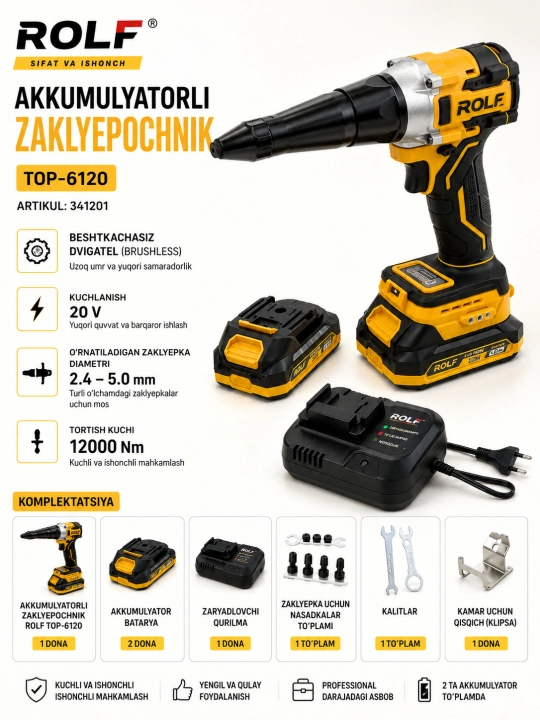 Akkumulyatorli zaklepochnik ROLF TOP-6120 - 