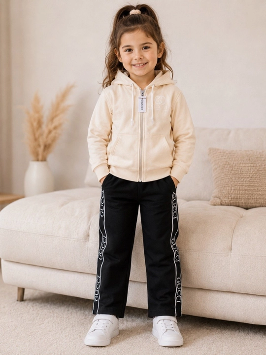 Спортивный костюм для девочки, кофта с капюшоном и широкие брюки 3–6 лет - 