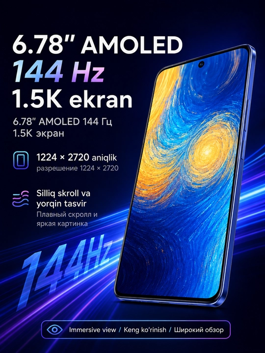 Смартфон TECNO CAMON Slim 8/128 ГБ, AMOLED 144 Гц, 50 Мп, 6000 мАч