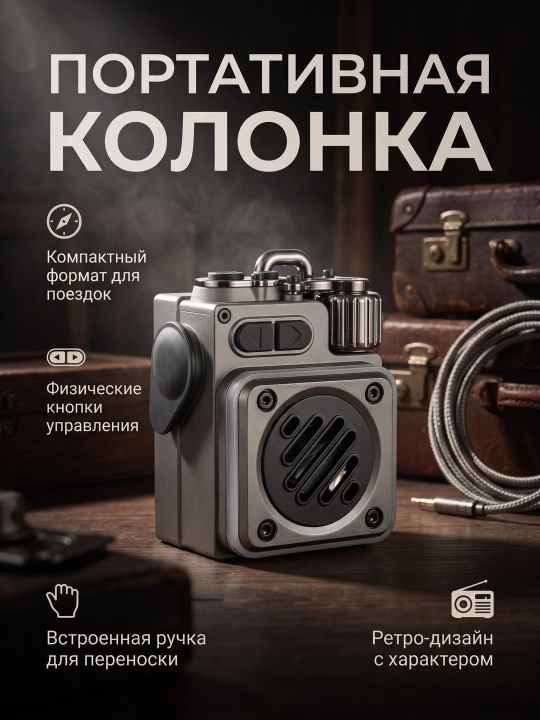 Мини портативная Bluetooth-колонка, компактный беспроводной динамик 🔊 - 