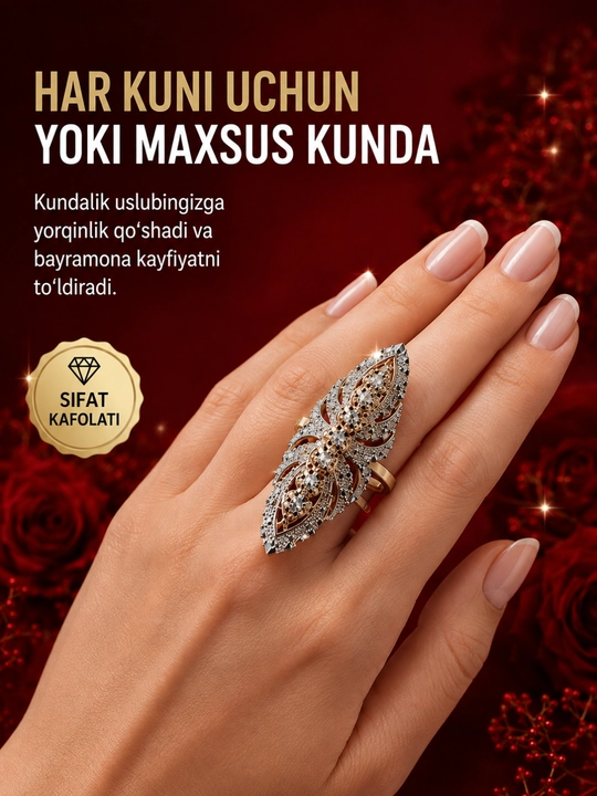 Ayollar uchun toshli vintaj uzuk, hashamatli, zamonaviy, bezak