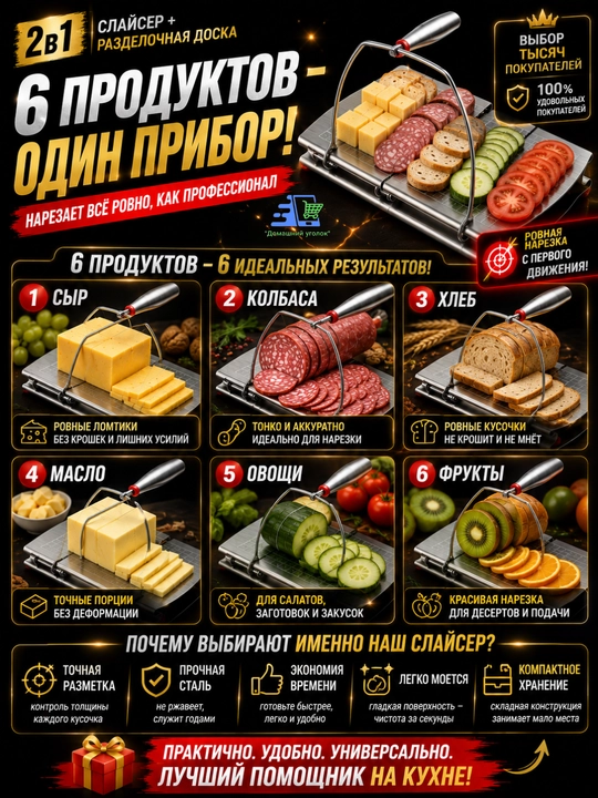 Слайсер для сыра с разделочной доской, струнный нож 2 в 1