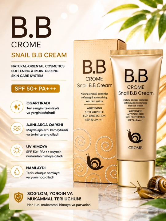 SPF 50+++ tonal BB-kremi, ko‘p funksiyali, yorqinlashtiruvchi ta’sirga ega, 50 ml - 