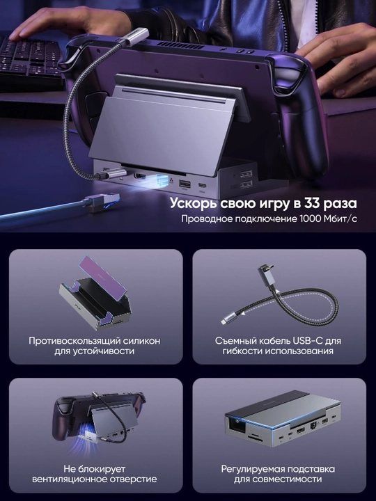 UGREEN Док станция 9в1 Хаб DP4K120Гц RJ45 CM800 55733