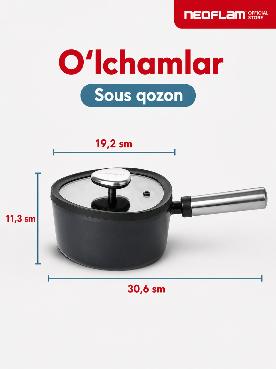 NEOFLAM FIKA APEX kovsh, 1.9 l, kastryulka, cho‘mich, shisha qopqoqli