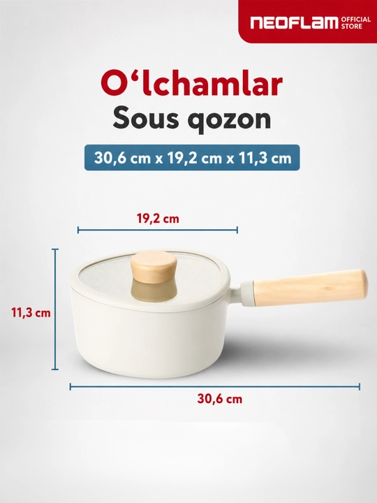 NEOFLAM FIKA APEX kovsh, 1.9 l, kastryulka, cho‘mich, shisha qopqoqli