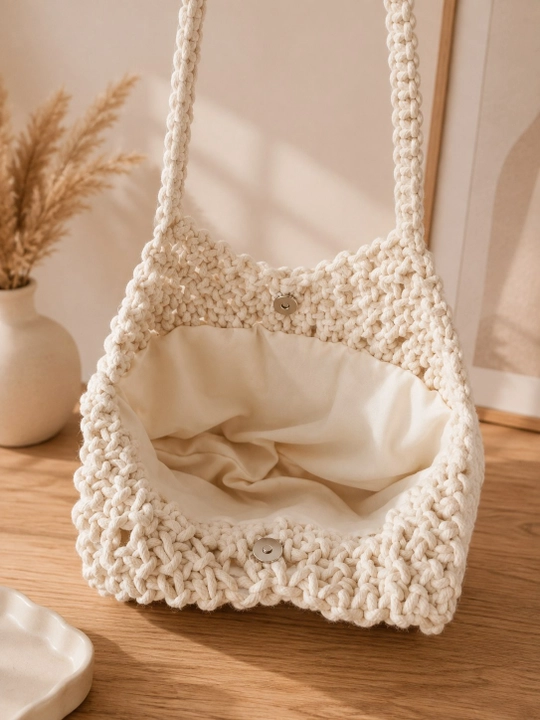 Adele-qo'lda to‘qilgan ayollar makrame sumkasi, paxtadan premium boho-shopper