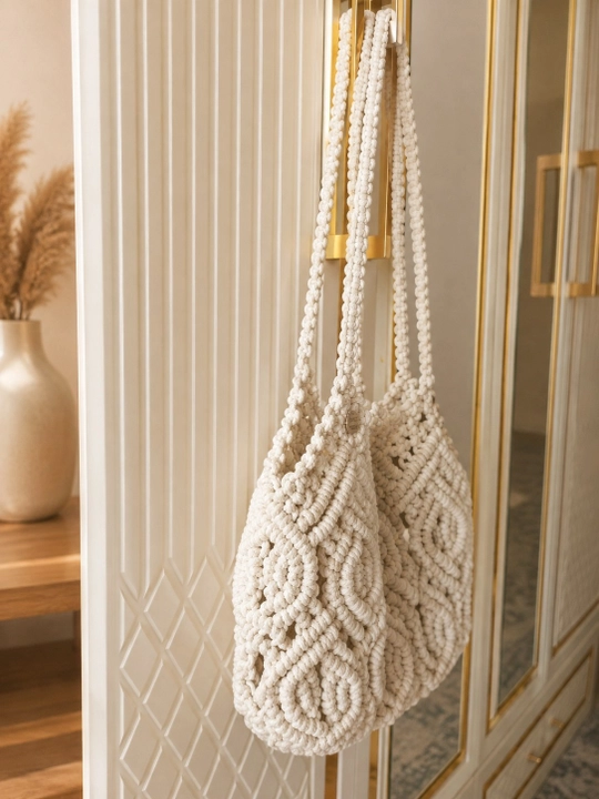 Adele-qo'lda to‘qilgan ayollar makrame sumkasi, paxtadan premium boho-shopper