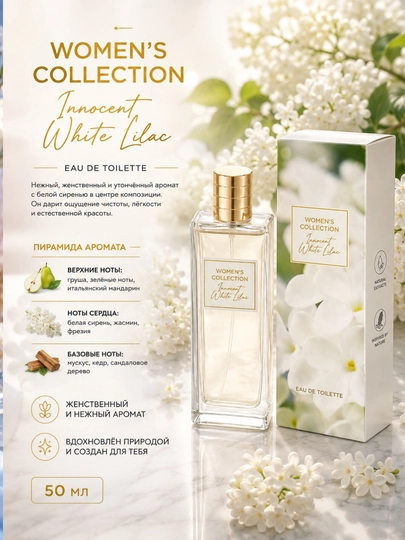 Xushbo'ylangan suv ayollar atiri Women's Collection Innocent White Lilac, 50 ml - 