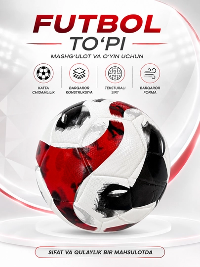 Mashq va o‘yin uchun futbol to‘pi, teksturali yuza - 
